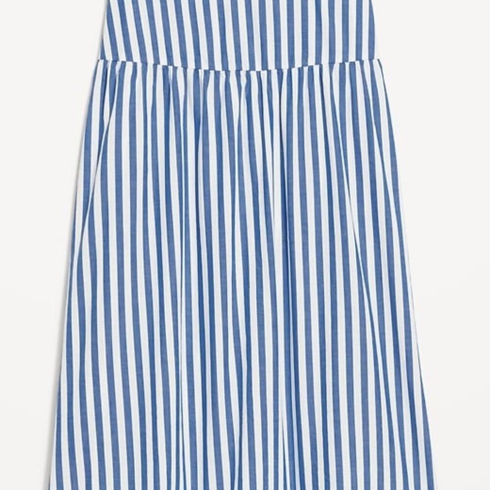 Dropped-Waist Midi Skirt Color: chambray/blue stripe SIZE 2X - Picture 3 of 8